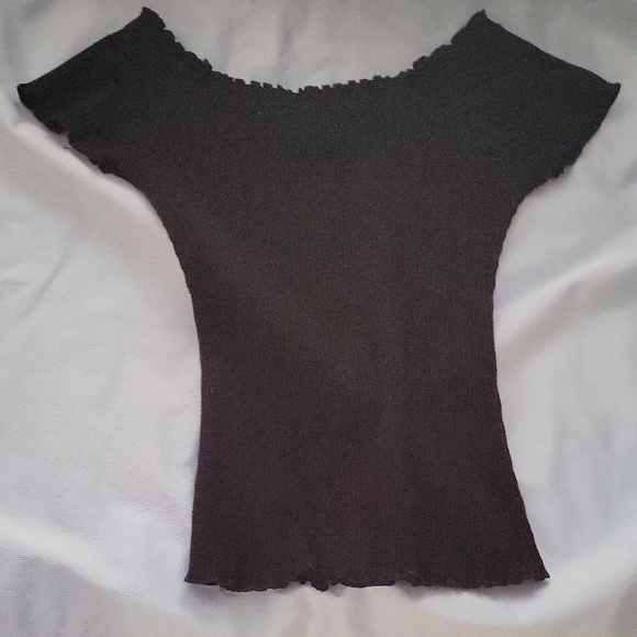 Derek Heart Black Ribbed Stylish Top - Picture 3 of 3